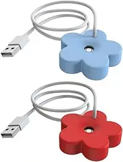 [TRIIFON] USB Mini Flower Humidifier, Portable Personal Air Humidifier Mist Machine Fog Maker for Home Bedroom Office Desktop (Flower-Blue+Red)