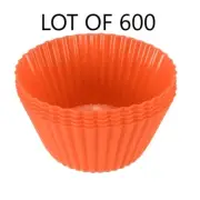 Lot of 600 Orange Reusable Silicone Nonstick Cupcake Baking Cups, Muffin Liners