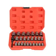 27Pcs Screw Extractor Set Hex Head Bit Socket Wrench Bolt Drill Remover 3/8" Dr