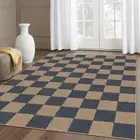 Checkered Easy Jute Living Room Rugs, 5X7 Dining Room Office Rug Farmhouse Outdo
