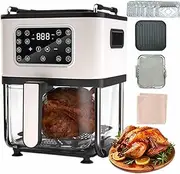 Air Fryer, Household 4.5L Oil-Free Electric Fryer, 1500W Split Frying and Grilling Smart Visual Air Fryer, Touch Screen, Oil-Free, Power Off When Opening The Lid, Timer Function