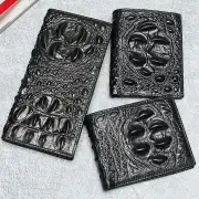 Ekphero Men's Genuine Leather Wallet Crocodile Texture Business Wallet Fashion Cowhide Bifold Money Purse Multi-slot Car