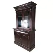 Solid Mahogany Wood Bookcase / Display Cabinet Antique Victorian Style