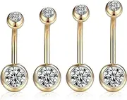 [UTXN] Pack of 4 Belly Button Piercings, Belly Button Piercings, Belly Button Piercings, Stainless Steel 8/10/12/14 mm Belly Button Piercing Jewellery (Gold), Stainless Steel