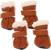 GANAZONO 4pcs Dog Boots Non Slip Foot Protectors Warm Fleece Lined Pet Winter Foot Covers for Dogs Durable Skid Sole for Indoor and Outdoor Use