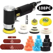 108PC 1"/2"/3" Random Orbit Air Sander Mini Grinding Machine Car Polisher Buffer