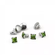 Czech Crystal Snap Rivets, Square, Emerald Birthstone, 50 pack, Jewelry Making
