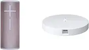 [Ultimate Ears] Boom 3 Portable Waterproof Bluetooth Speaker - Seashell Peach With Power Up Wireless Charging Dock - White