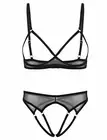 Womens Open Cups Bra Top with Crotchless G-String Knickers Lingerie Sets S-4XL