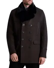 Karl Lagerfeld Paris Notch Lapel Pea Coat