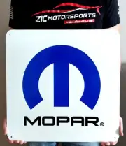 Mopar Omega Logo Blue and White Heavy Duty Garage Man Cave Metal Sign 19" X 19"