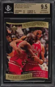 BGS 9.5 MICHAEL JORDAN 1997 1998 UD CHOICE MEMORABLE MOMENTS #1 MJ CARD