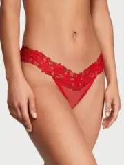 Victoria Secret Satin Ziggy Glam Crotchless Thong Panty Size Small NWT $39.95