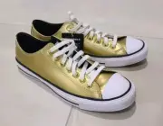 Mens Size 9.5 Converse By You Chuck Taylor All Star Sneakers Gold White GO GOLD