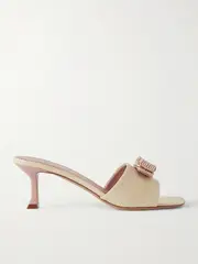 [Ferragamo] Ferragamo - Isaura Embellished Raffia Mules - Off-white - US10.5 US 10.5 Off-white
