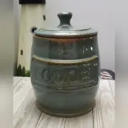 VERY RARE ONE OF A KIND, JEFF HAM SIGNED POTTERY COOKIE JAR W/ LIGHTHOUSE MOTIF!