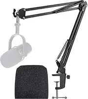 YOUSHARES Microphone Arm for Shure Mv7 Microphone with Pop Filter Cover Foam, Boom Arm Mic Stand Compatible with Shure Mv7 for Gaming, Streaming, Etc