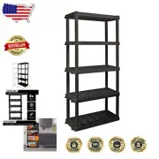 Elegant 5-Tier Plastic Shelf Rack - Ideal for Garage, Laundry & Living Room