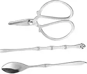 COLLBATH Multifunctional Crab Eating Kit 3-Piece Set Fork Spoon Handle Storage Pouch for Home Restaurant