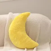 Cuddly Cushion Children's Star Cushion Soft Fluffy Moon Clouds Star Shape Decorative Cushion Sofa Cushion Plush Cushion Decorative Cushion for Children's Room Bedroom Decoration (Yellow Moon 38 cm)