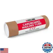 Paclord 4" x 12" Reinforced Kraft Paper Mailing Tube, Pack of 1 Tube with 2 C
