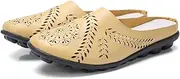 [Gikleihwy] Women's Hollowed Out Orthopedic Loafers, Comfy Lightweight Backless Flat Mules Sandals, Low Top Flat Leather Slip-on Loafer Shoe(Yellow,5.5 US)