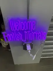 Halloween Welcome Foolish Mortals Neon Sign, Adjustable Light LED Light for