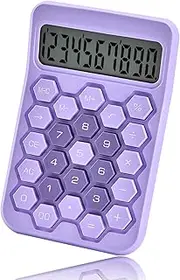 [Valtiner] Cute Calculators Desktop, 12 Digit Basic Calculator with Hexagonal Big Buttons, Sensitive Aesthetic Desk Accessories Large LCD Display for School Office (Purlpe)