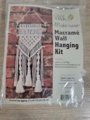 Vintage Solid Oak Macramé Wall Hanging Decor Craft Kit NIB