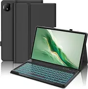 FOGARI Keyboard Case for Honor MagicPad2 12.3-inch AI Tablet, 7 Color Backlight Wireless Detachable Folio UK Version Keyboard Cover for Honor MagicPad2 2024, Black