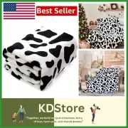 Elegant Black and White Cow Print Throw Blanket - 50x70” Flannel Fleece Comfort