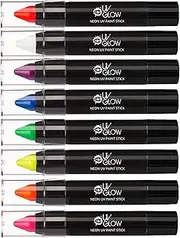 - Neon UV Paint Stick/Face & Body Crayon - Set of 8 Colours. Genuine and original product - glows brightly under UV Light