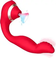 2 Functions and 10 Modes Powerful Bullet Stick Strong Shock Quiet Bullet Stick Portable Soft Silicone Ball Personal Bullet Massage Rod for Women Pleasure, Electric Waterproof Bullet Setting, Red