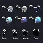 2PCS 16G Gem Opal Tragus Helix Cartilage Bar Stud Earring Labret Monroe Piercing