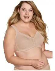 [Naturana] Wirefree Soft Jacquard Cotton Bra in Beige