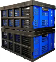 Foldable Plastic Storage Crates – Stackable & Collapsible Baskets, 1.73 Cu Ft fo
