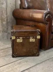Wooden & Leather Unique Storage Trunk Coffee Table Christmas Gift For Home Decor