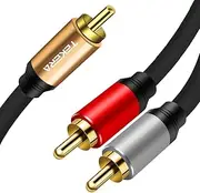 Subwoofer RCA Cable, TEKERA 1 Male to 2 Male RCA Cable with Gold-Plated Connectors for Digital Audio or Subwoofer, RCA Y Adapter 0.5m 1m 2m 3m 5m 10m - 1M