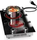12 Inch Electric Cooktop 2 Burners, Knob Control, Plug in Electric Stove...
