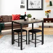 Costway3-Piece Bar Table Set Counter-Height Dining Table Set with Footrests-Coffee