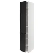 METOD high cabinet with shelves/2 doors, white/Upplöv matt anthracite, 40x60x220 cm