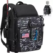 Fishing Tackle Backpack with Rod & Gear Holder, Lightweight Fishing Tackle Stora