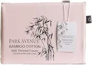 Park Avenue 500 Thread Count Bamboo Cotton Fitted Sheet and Pillowcase Set, Long Single, Peach