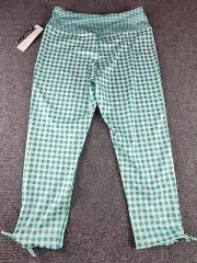 Nanette Lepore Play XL Vivid Green White Checker Capri Style Leggings MSRP$58