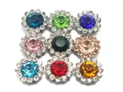 50 Silver Bling Crystal Rhinestone Pearl Flatback Button Beads 11mm Wedding Sew