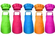 10 Pieces Kids Chef Hat and Apron Set Rose Red,green,blue,orange,purple