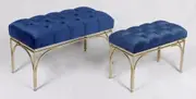 2piece Metal bench seat navy velvet