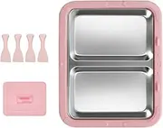 Fenteer Ice Cream Maker Frozen Yogurt Rolls Tray DIY Family Hands on Activities Instant Cold Plate Ice Cream Pan, Pink with Lid