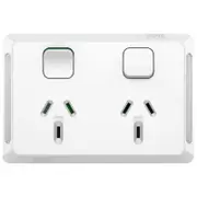 Clipsal Pro Series P3025D-XW - Double Power Point GPO 10Amp 250v Double Pole- Extra Vivid White P3025DXW