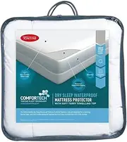 Tontine Comfortech Dry Sleep Waterproof Mattress Protector, Queen Bed, 50cm Fitted Skirt, Soft Terry Towelling Cover, Machine Washable